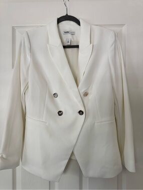 White House Black Market Double-Breasted White Blazer